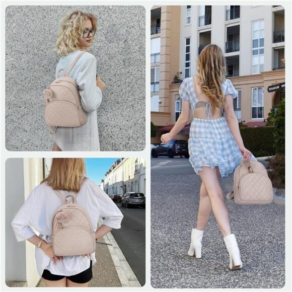 Mini Backpack Vegan Leather with Charm Tassel Brown - Picture 6 of 6